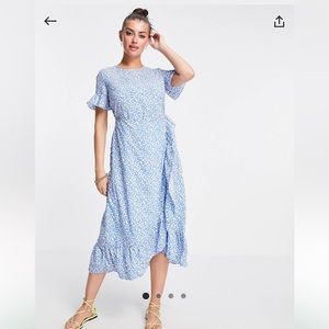 Flower blue midi summer dress!